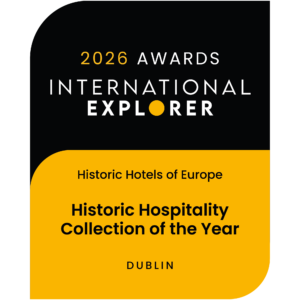 2026 International Explorer Awards graphic for Historic Hospitality Collection of the Year, présenté par Historic Hotels of Europe, organisé à Dublin.