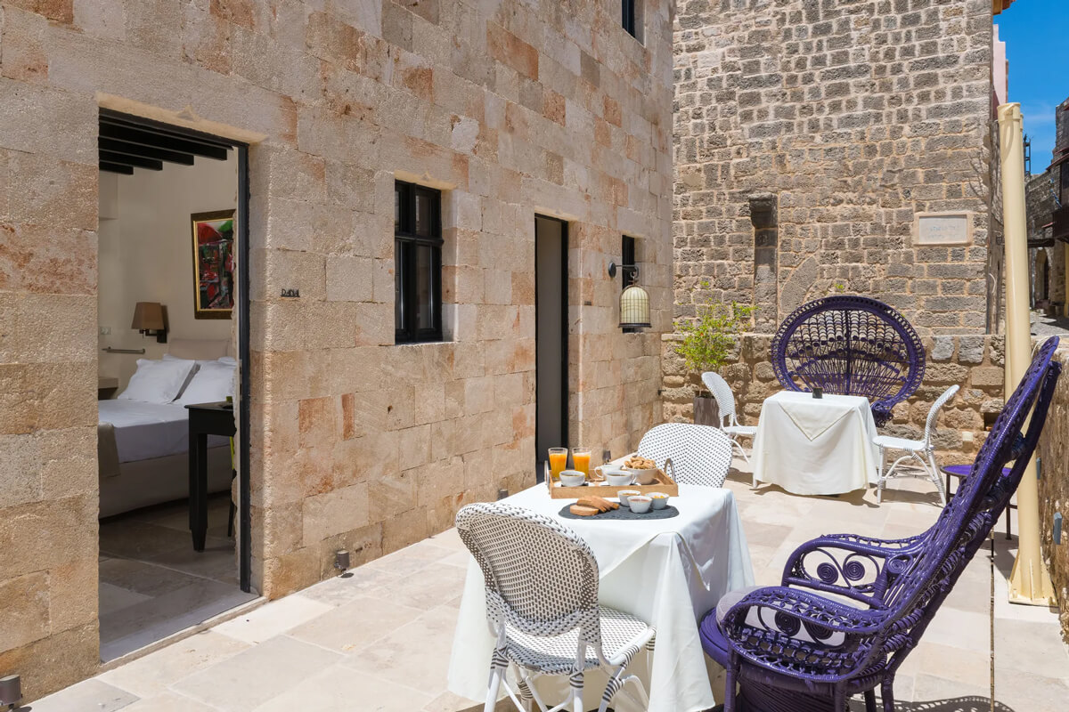 Breakfast at the Allegory Boutique Hotel, 5 star hotels at Rhodes Island, Greece.