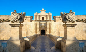 The entrance to the silent city, the gate of Mdina in Malta.
