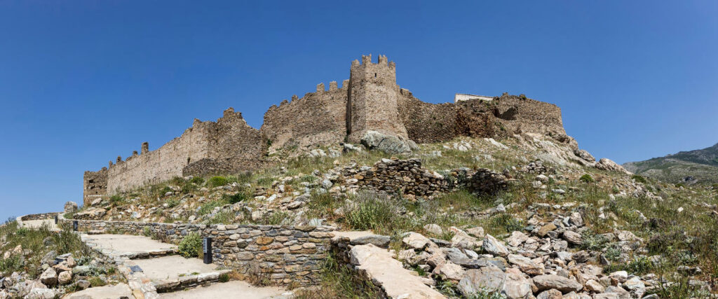 Fortress on top of a hill in Karystos on Evia island, Greece