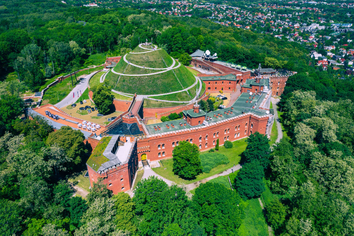 Aerial view of Kościuszko Mound, Krakow, Poland